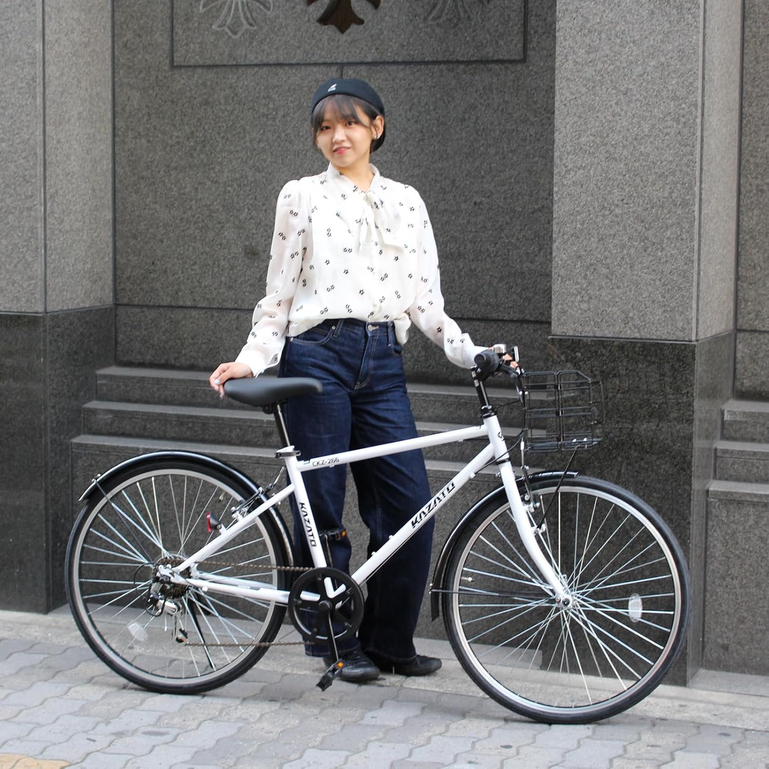 カザト(KAZATO) カゴ付き クロスバイク CKZ-266 自転車 26インチ