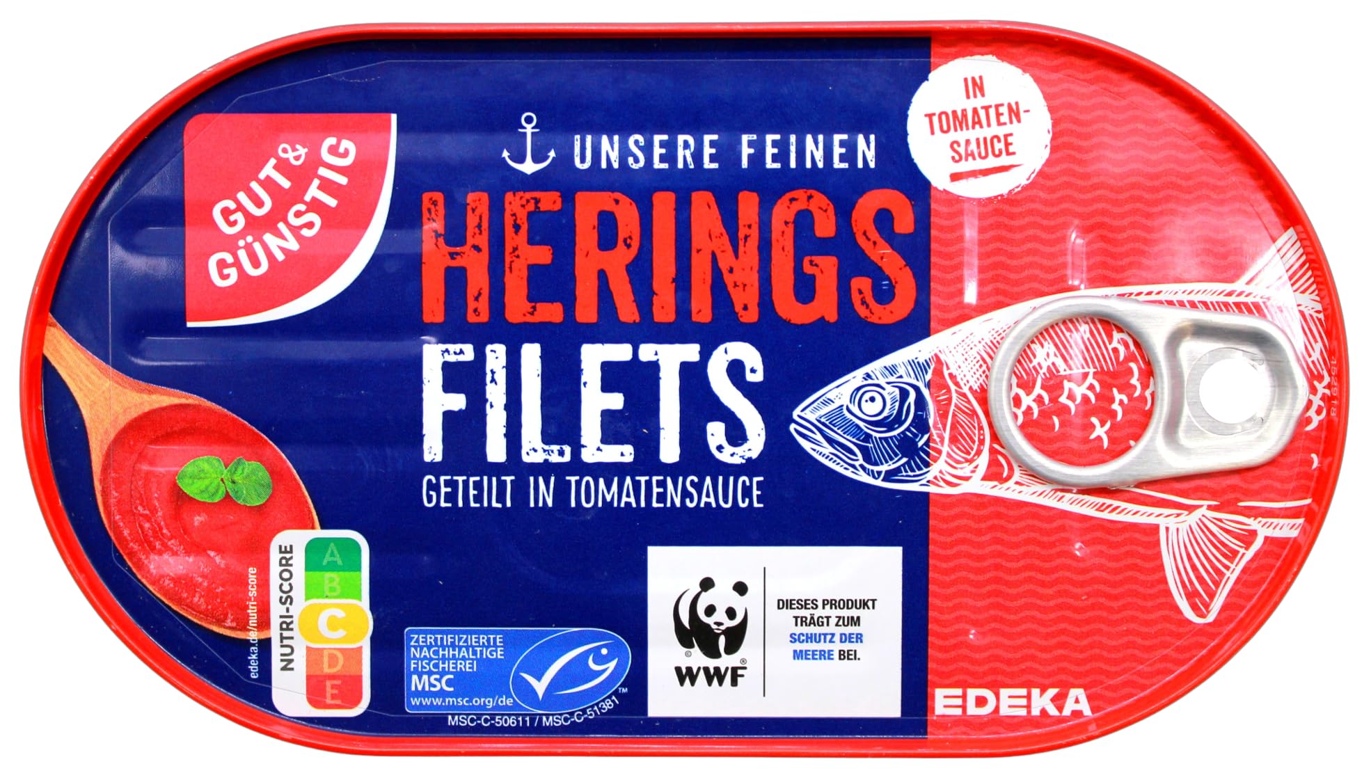 Gut & Günstig MSC Heringsfilets geteilt in Tomatensauce, 19er Pack (19 x 200g)