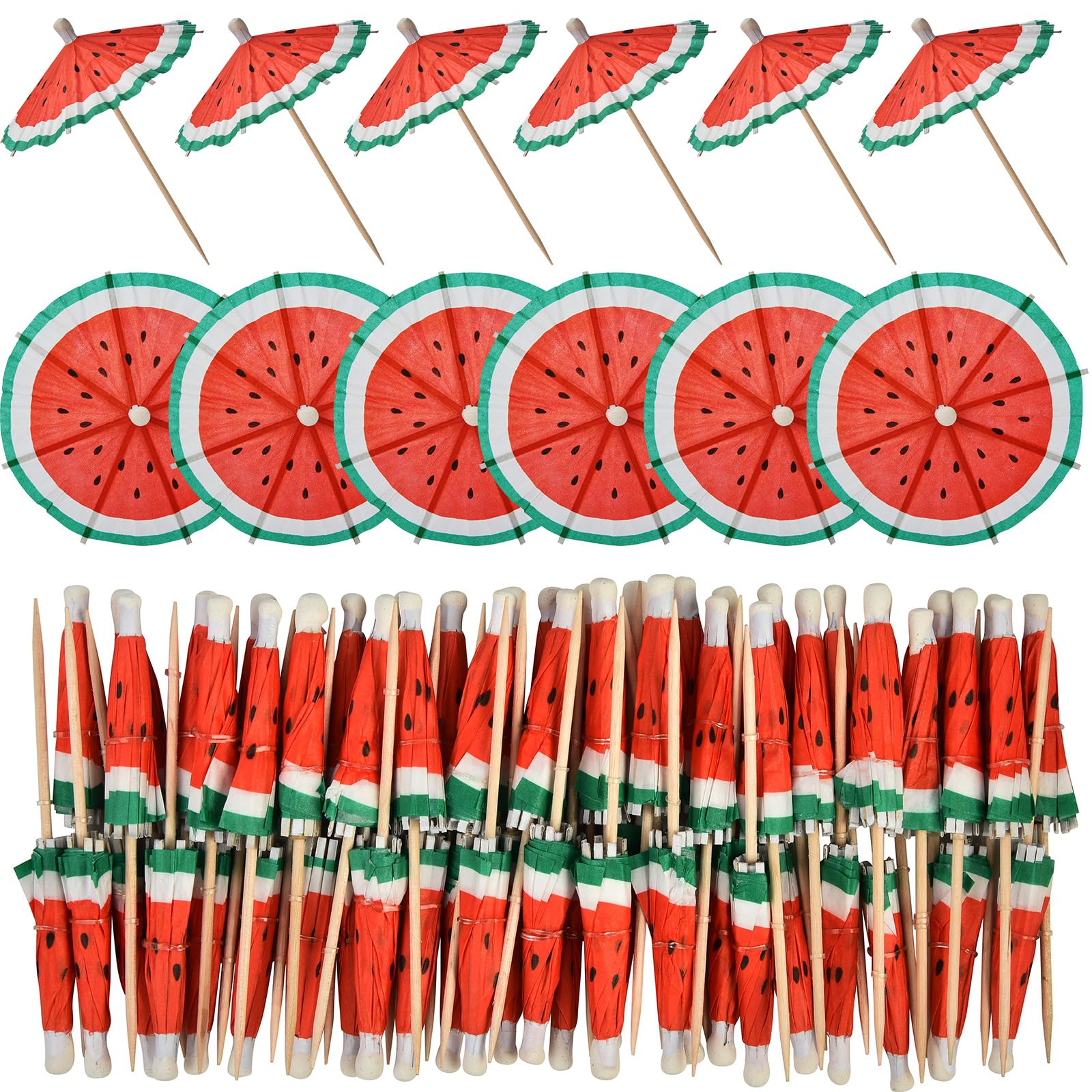 ALINK 144 Pieces Drink Umbrella Cocktail Picks, Fruit Parasol Toothpicks, Cupcake Toppers for Summer Hawaiian Umbrella Sticks Tropical Wedding Luau