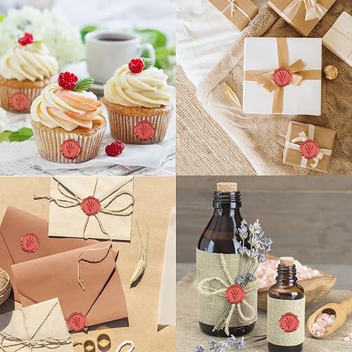 Miniatura 7 de CRASPIRE 50 calcomanías de sello de cera roja autoadhesivas de abeja, calcomanías de sello de cera de luna y plantas, calcomanías de cera para