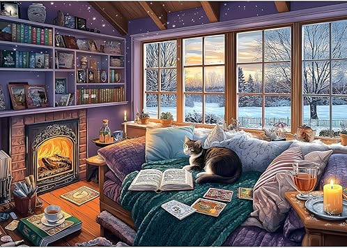 Winter Reading Nook Scene Jigsaw Puzzle