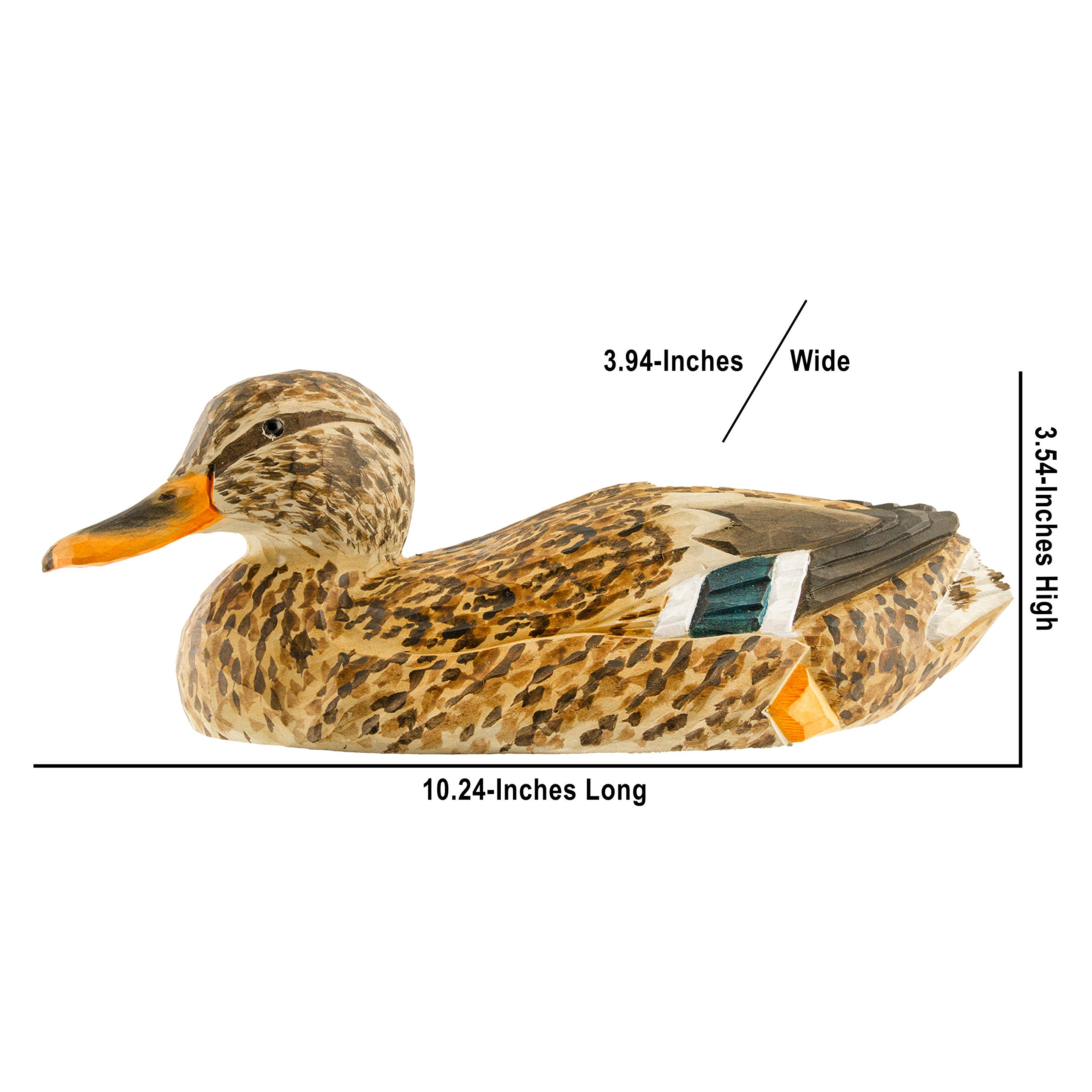 WILDLIFEGARDEN WG468 DecoBird Stockente Weibchen - Handgeschnitzter Dekorative Vogel aus Holz - Große Europäische Vögel