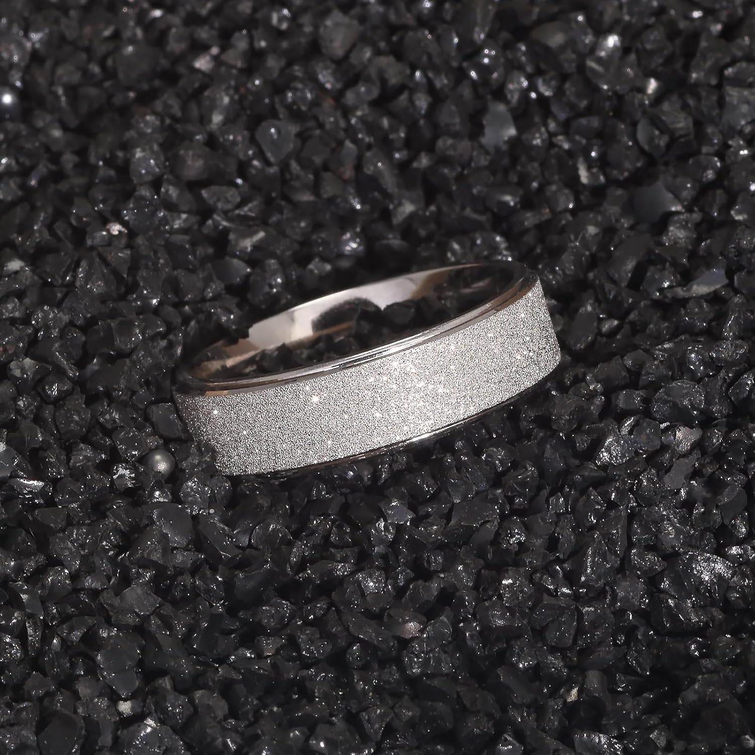 6mm 925 Sterling Silver Sandblasted Ring Simple Wedding Band Everyday Rings for Men Women Comfot Fit Size 7-13