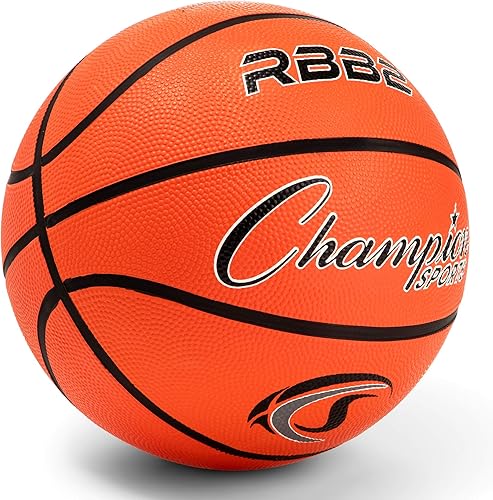 Vista 85 de Champion Sports® Rubber Basketballs – Heavy Duty Pro-Style, Indoor/Outdoor Use, Premium Basketball Equipment for Physical Education, Various Sizes &