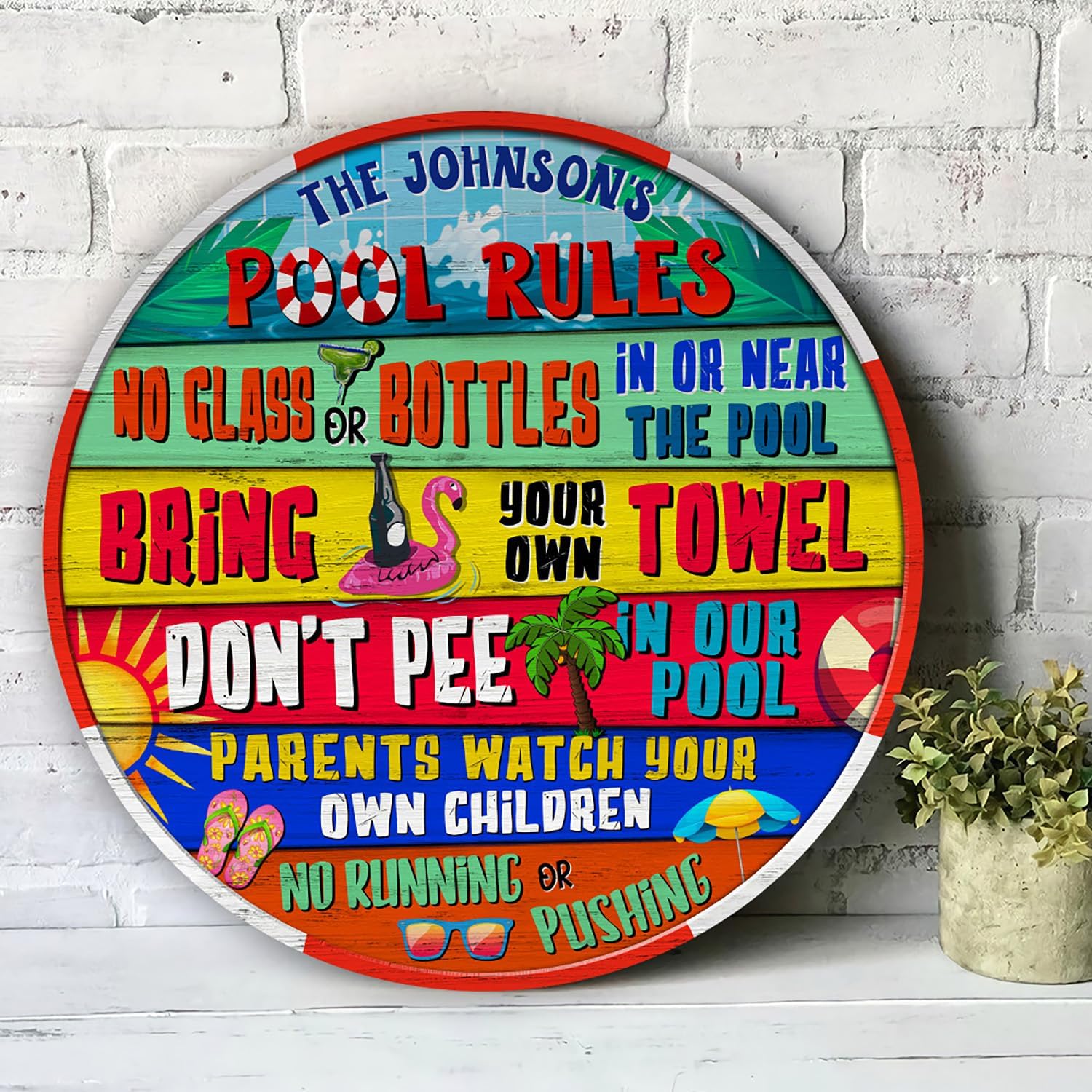 THUYPT Personalized Pool Sign for Pool Bar, Pool Printed Wooden Sign Pool Patio Decorations Wall Hanging, Pool Rules Sign for Poolside Decor Outdoor (08)