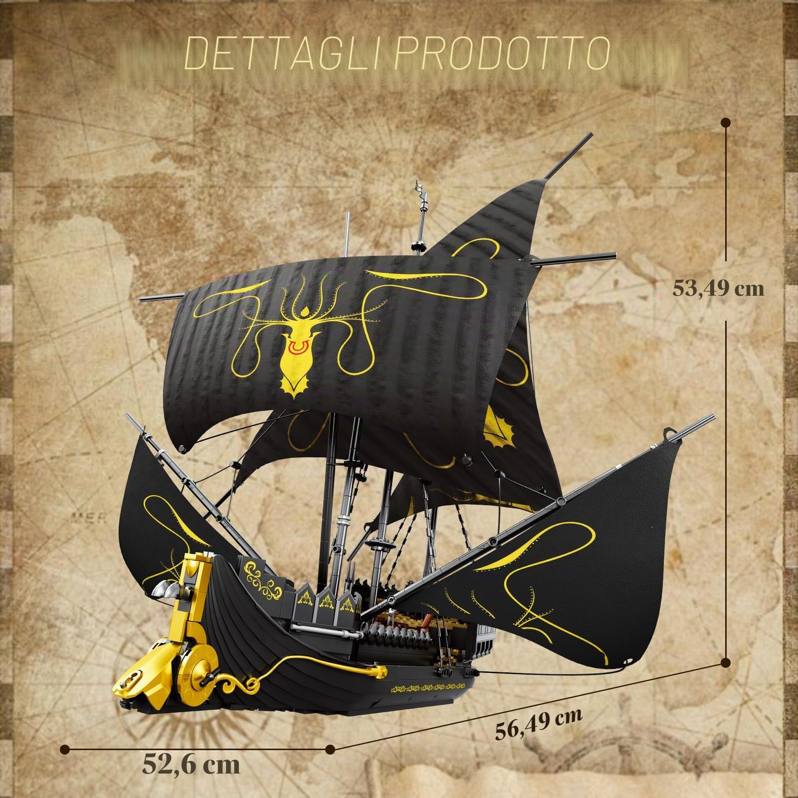 Reobrix Kit di mattoncini per costruire navi pirata, modello MOC Black Pearl 66022, giocattoli per la costruzione di barche a vela, decorazioni da collezione per casa e ufficio, regalo per 14+