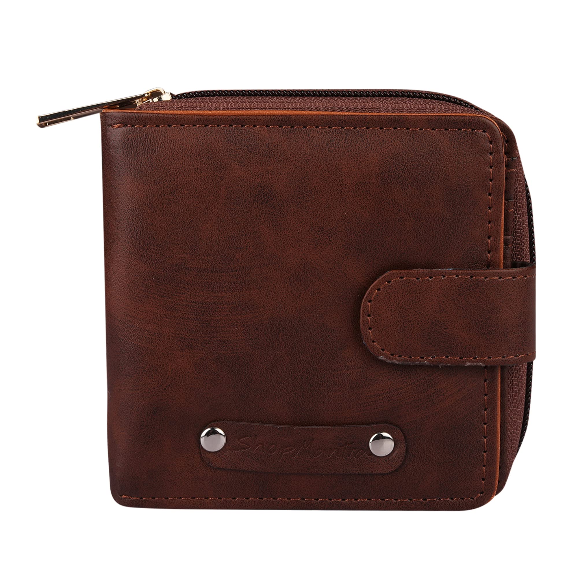 ShopMantraWomen's Wallet | Wallet for Women | Card Holder Brown Premium Vegan Faux Leather Wallet Compact Size 4.25" x 4.25" x 1" Inch