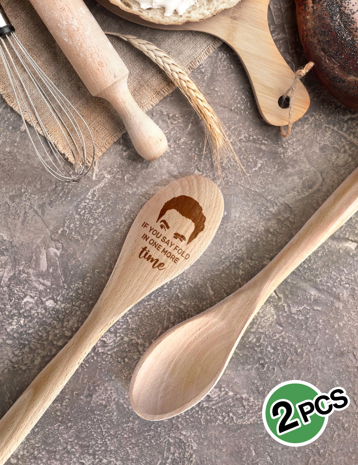 2 cucharas de madera divertidas para cocinar, decoración novedosa de programas de televisión de amigos para mujeres, cucharas de cocina Schitts, accesorios de decoración de cocina, regalos