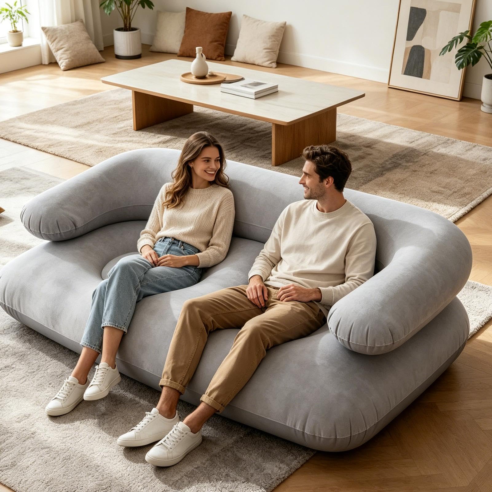 Nadmuchiwana 2-Osobowa Wodoodporna Przenośna Sofa Z Podłokietnikami