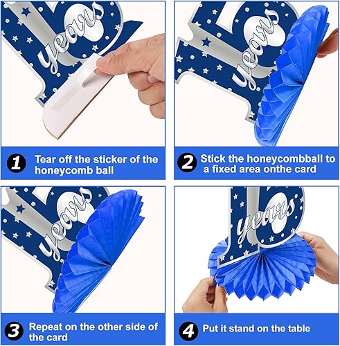 Miniatura 6 de Kauayurk 8 piezas de centros de mesa de panal de cumpleaños número 15 para niños suministros de mesa de 15 años suministros de fiesta letrero de