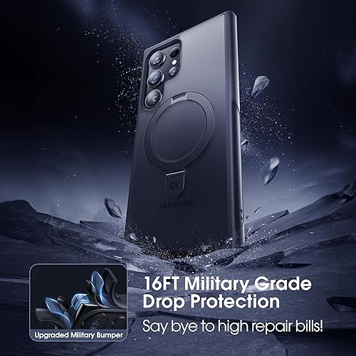 Miniatura 5 de CASEKOO Funda con anillo magnético oficial original para Samsung Galaxy S24 Ultra protección militar contra caídas compatible con MagSafe Funda