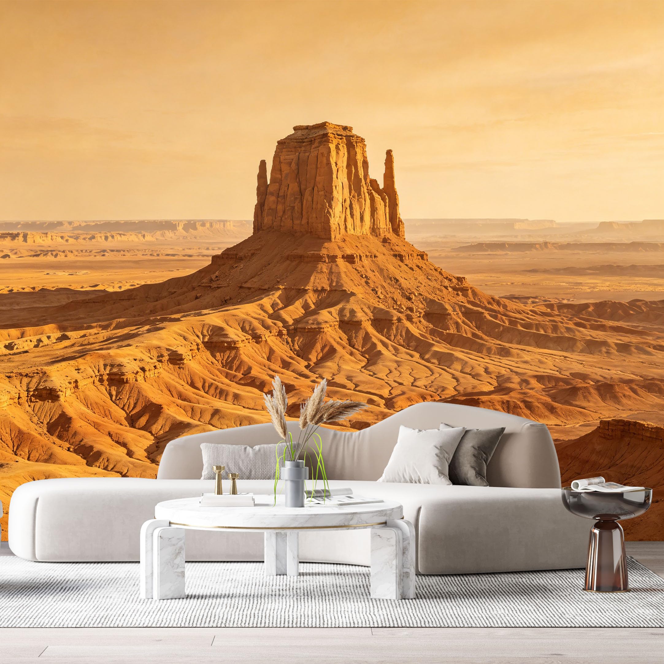 Custom Size Wall Murals Western Desert Landscape Sandstone Canyon Golden Sunset SelfAdhesive Wall Fabric Removable Large Wallpaper for Photo Living Room