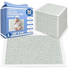Jool Baby Disposable Changing Pad Liners for Baby 50 Count Ultra-Absorbent Pee Pads to Protect Surfaces At Home or On the Go Leakproof & Super Soft - Sage