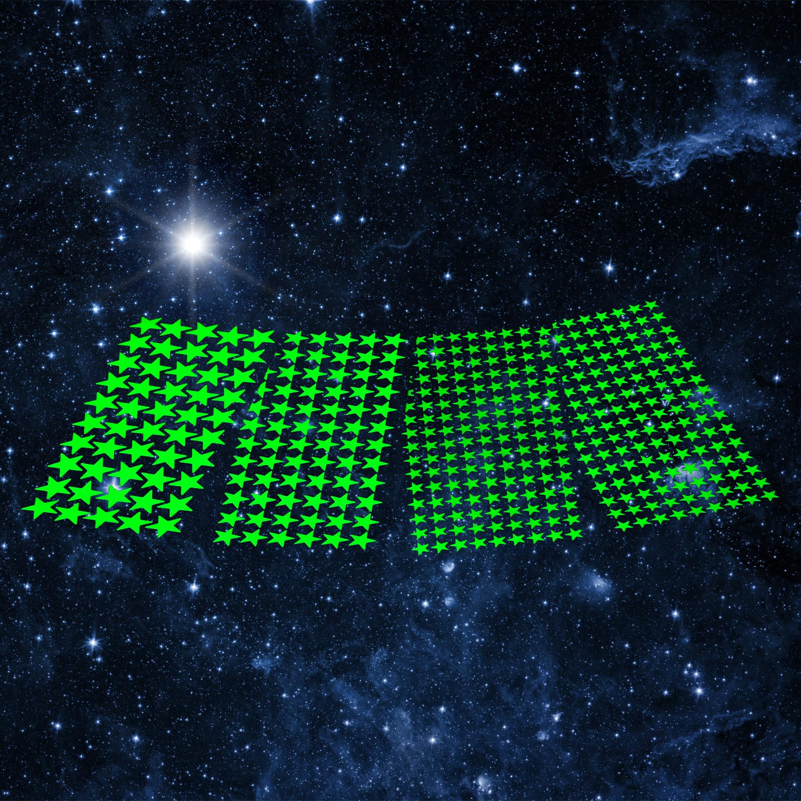 378PCS Glow in The Dark Stars Ceiling Bright & Lasting Glow Stars in The Dark Stickers, Self Adhesive Fantastic Wall Decals Luminous Star Stickers for Kids Bedding Room or Party Birthday (10/15/20mm)