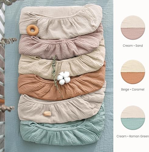 Miniatura 2 de Lulu moon Sábanas de muselina para cuna, sábanas ajustables para colchón de cuna para niños y niñas, 28 x 52 pulgadas, paquete de 2