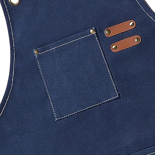 Miniatura 4 de AFUN Delantales de chef para hombres y mujeres con bolsillos grandes, lona de algodón con espalda cruzada, delantal de trabajo resistente,