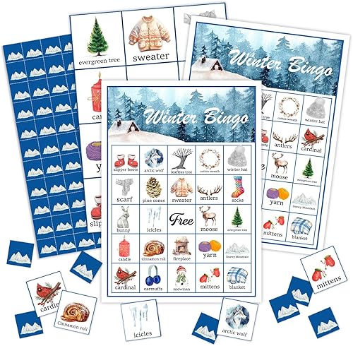 Tarjetas de juegos de fiesta de bingo de Navidad con 24 jugadores, juego de mesa de fiesta de Navidad para niños, niñas, adultos jóvenes,