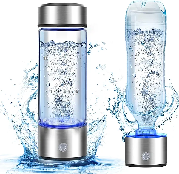 2025 New Hydrogen Water Bottle, 2200PPB in 3Min, SPE PEM Tech, Portable 16OZ, Rechargeable Hydrogen Water Bottle for Travel, Home, Office – Gift for Family & Friends (Silver)