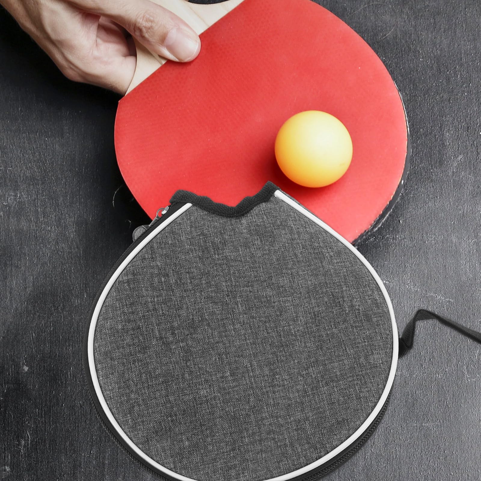 Toyvian Funda para Pala de Tenis de Mesa Semicírculo Gris Bolsa Almacenamiento Raqueta y Balones