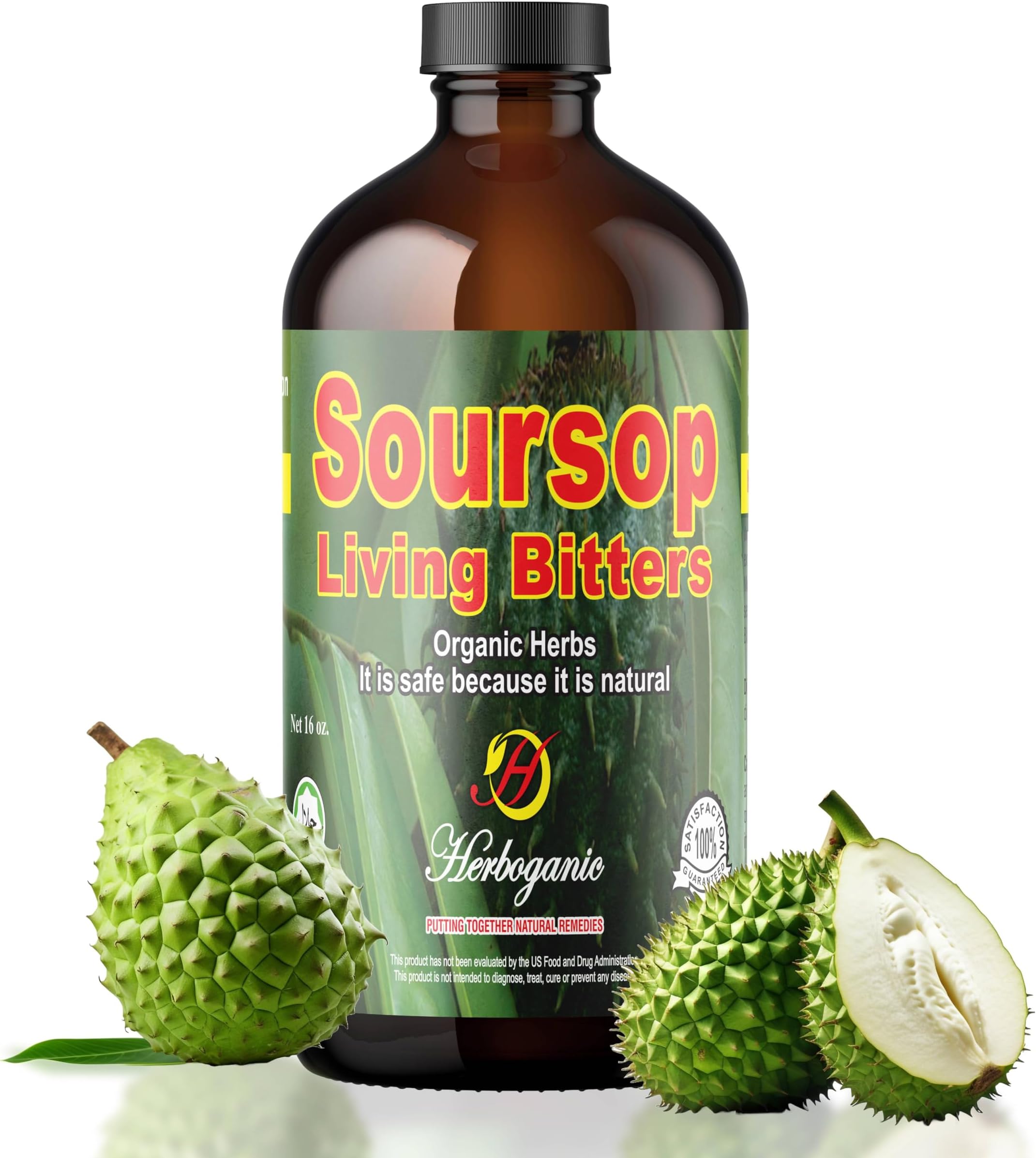 HERBOGANIC Soursop Bitters Liquid | Natural Living Bitters for Overall Wellness 16 OZ | Soursop Bitters