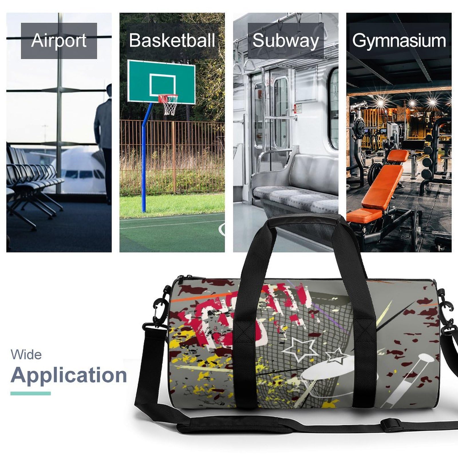 Hockey sur Glace Sac De Sport Gym Sac De Voyage Sac Week-End Duffel Bag pour Camping Randonnée Voyage 45x23x23cm