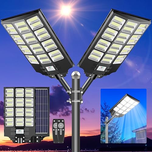 Miniatura 8 de CEDIO Farolas solares al aire libre  Luces solares de estacionamiento 4800 W 300000 lm LED luz solar de calle del atardecer al amanecer, luces