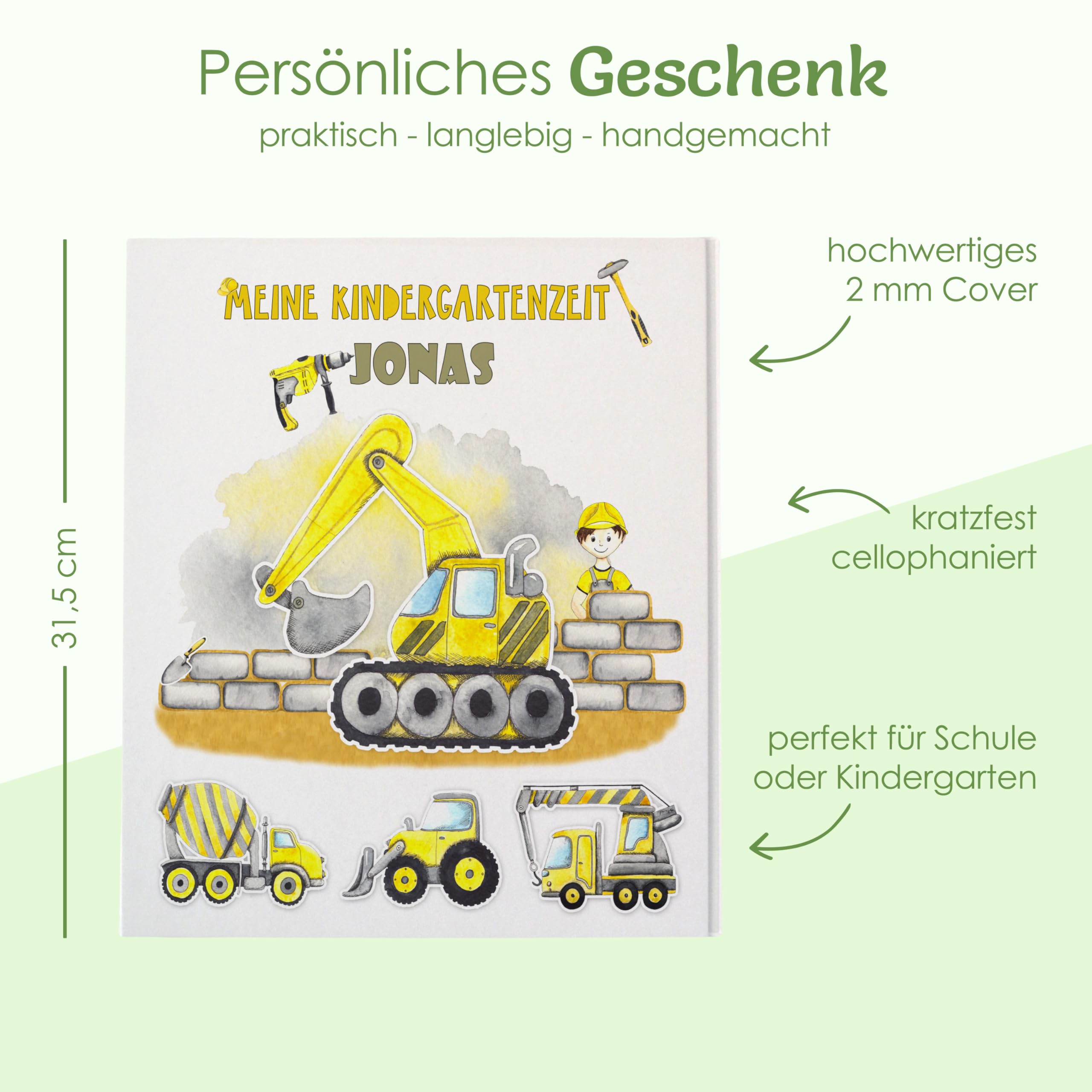 Ordner Bagger, Kindergartenordner A4, Aktenordner personalisiert, Portfolio Kindergarten personalisiert, Krippenordner Portfolio, Motivordner Bagger, Ordner mit Namen Kinder, Feenstaub