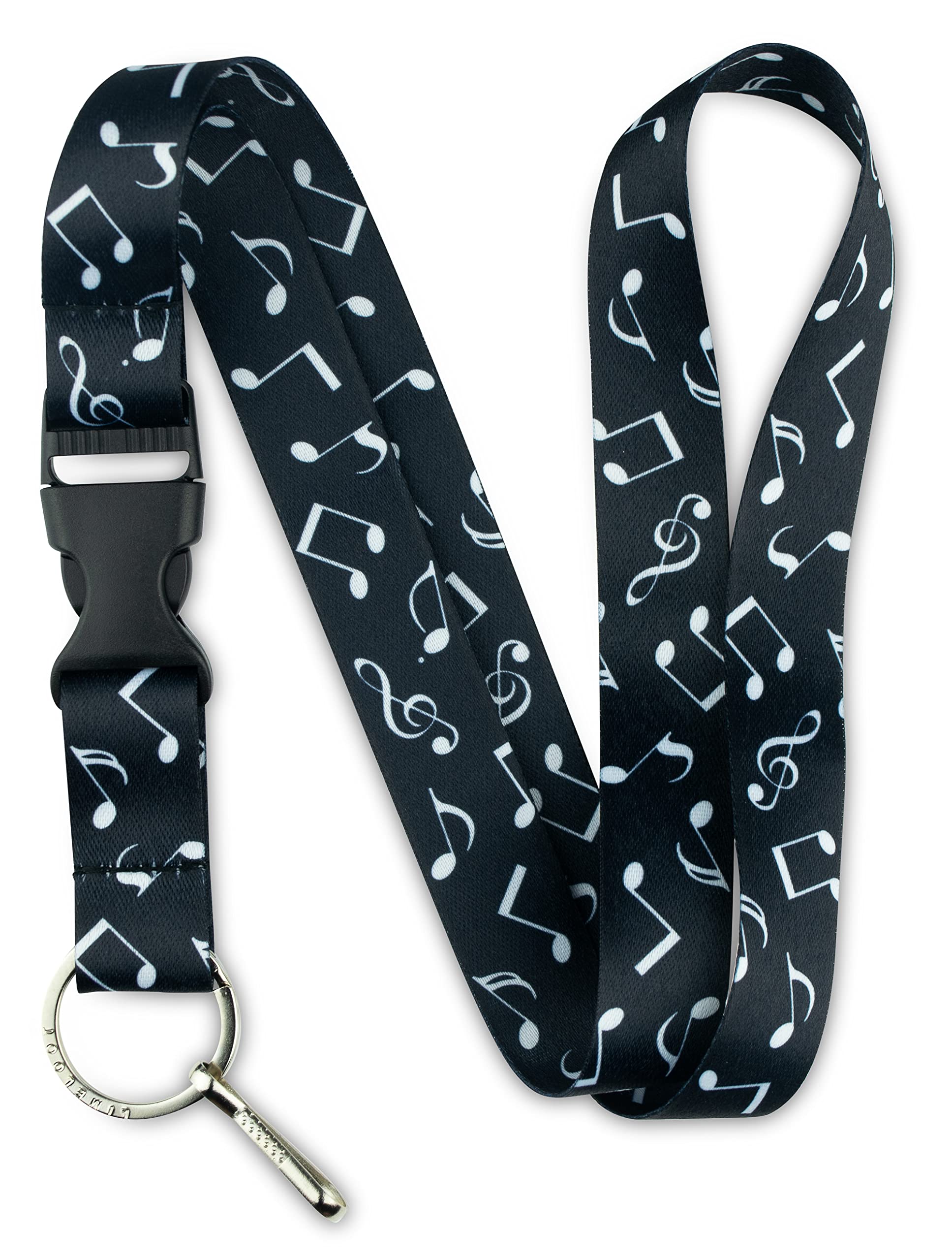 Limeloot Floral Lanyards, Music Black White