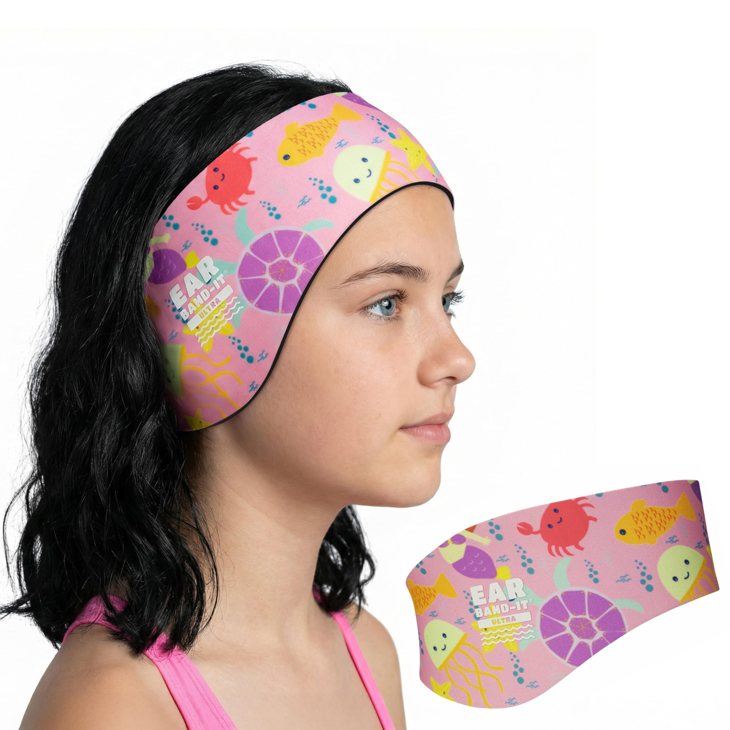 Ear Band-It Ultra Swimming Headband (Keep Water Out, Hold Earplugs in) Doctor Recommended Large (Ages 8-Adult) - Sea