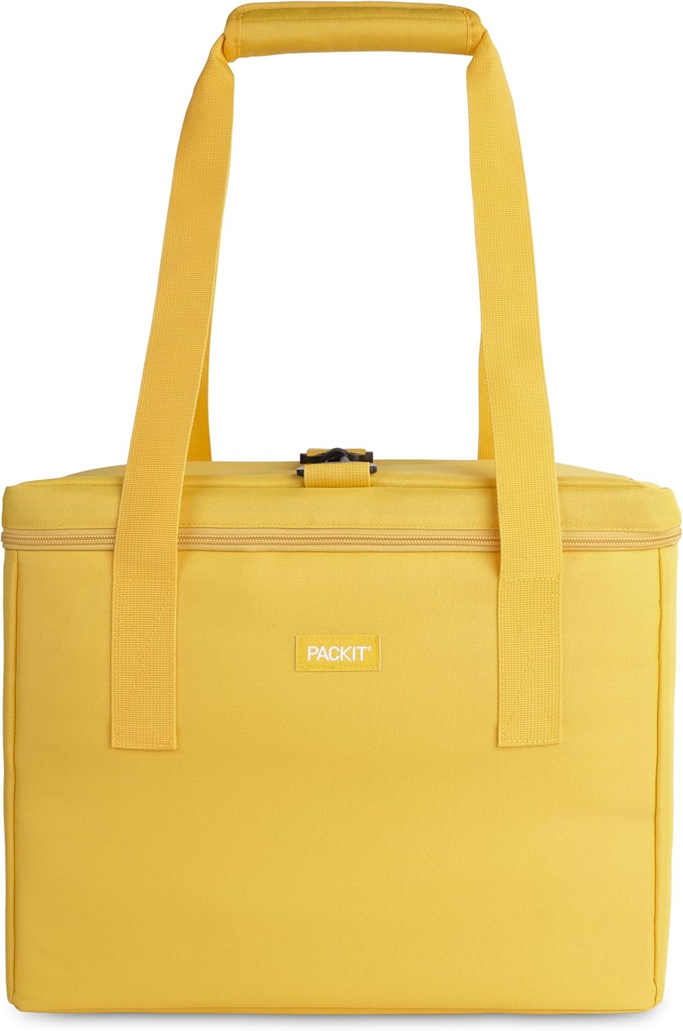 PackIt Freezable Market Tote, Lemonade, Built with EcoFreeze Technology, Collapsible, Reusable Grocery Tote Bag, Zip Closure, Dual Handles, for Transporting Fresh Groceries, Perishables, and Drinks