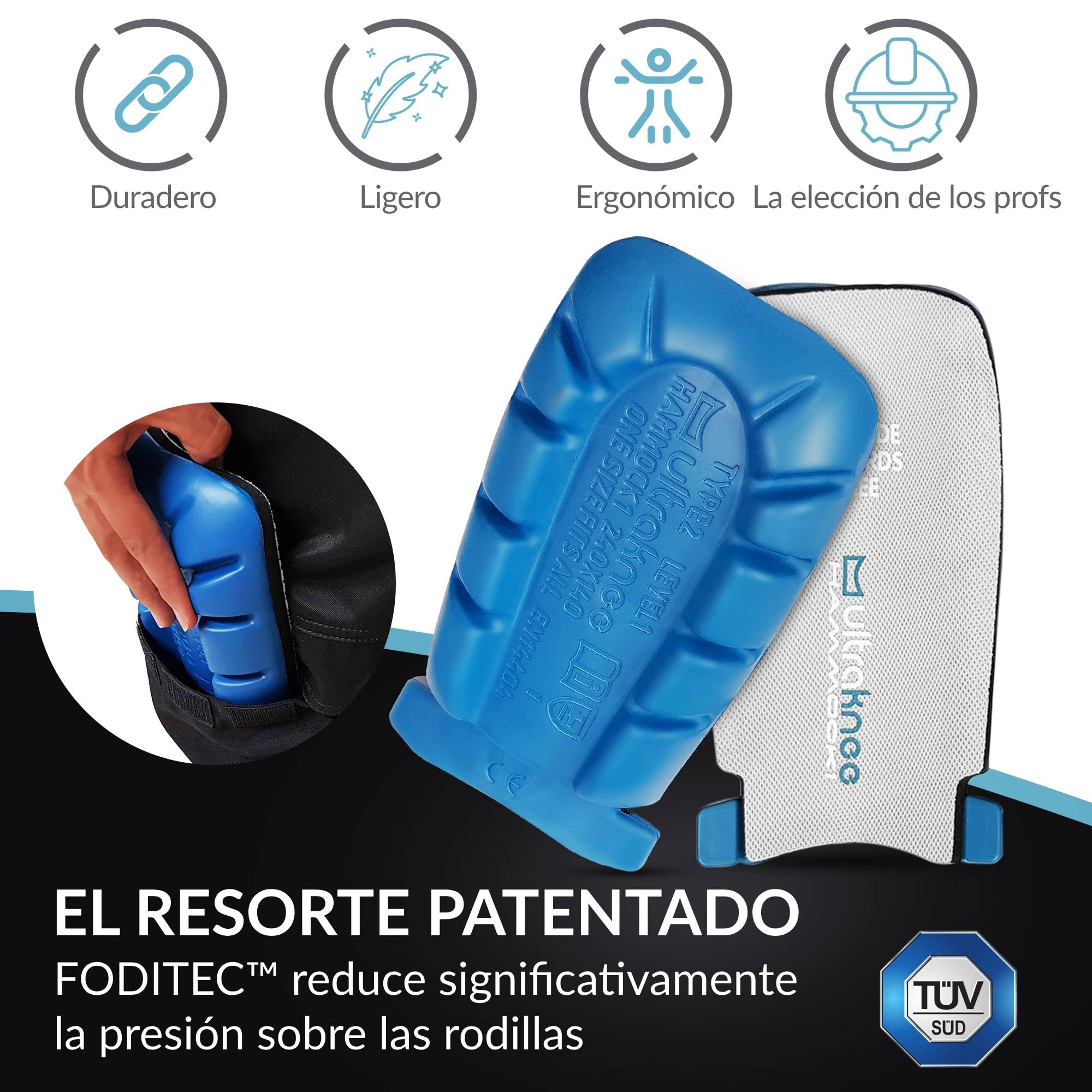 Hammock 1 | Rodilleras de Trabajo Profesionales para Obra, Suelo y Jardín | Cómodas, Ergonómicas y Duraderas | Protección para Rodillas de Albañiles, Techadores y Jardineros