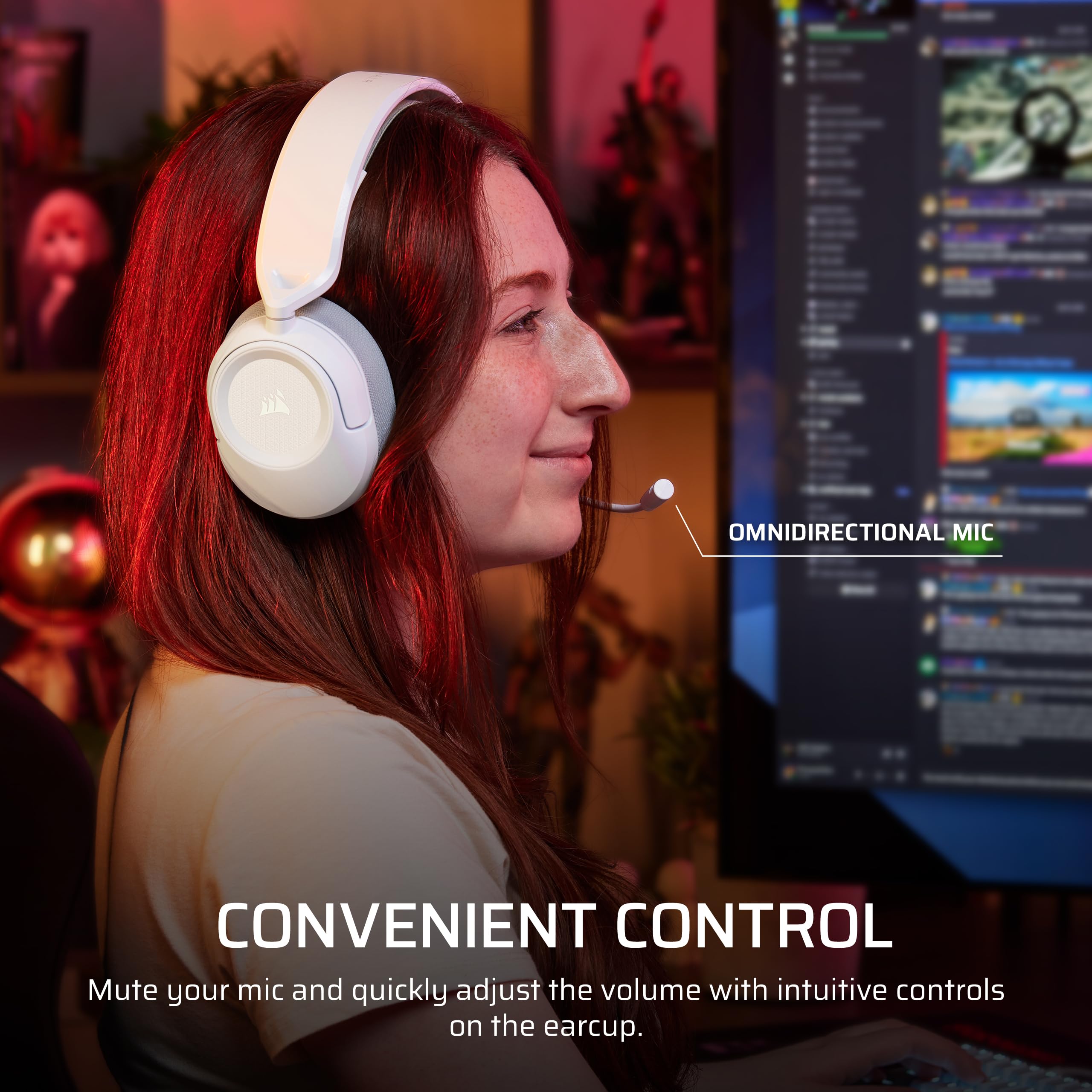 Corsair HS35 V3 Gaming-Headset, kabelgebunden, mit Mikrofon, PC/PS5/PS4/Switch/Xbox/Mac, leicht und bequem, 3,5 mm, Weiß