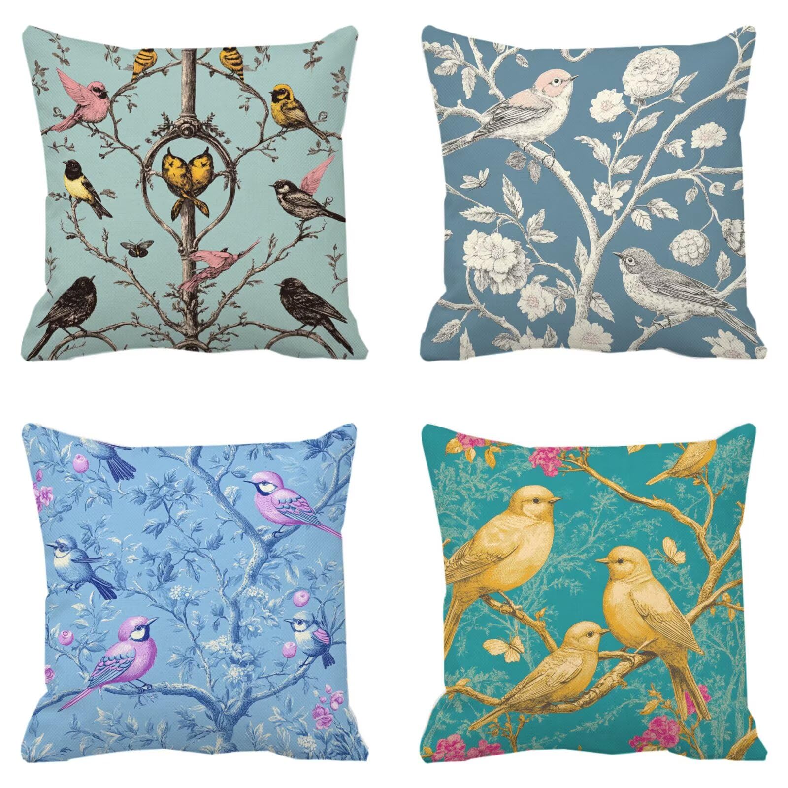 Cojines Sofa Fundas Cojines 65x65cm SúPer Suave Cojin Planta Sencillez Juego de 4, Fundas Almohada Impermeable Exterior, Interior Y Exterior Cojin Decorativos, JardíN SalóN Regalos NavideñOs P-487