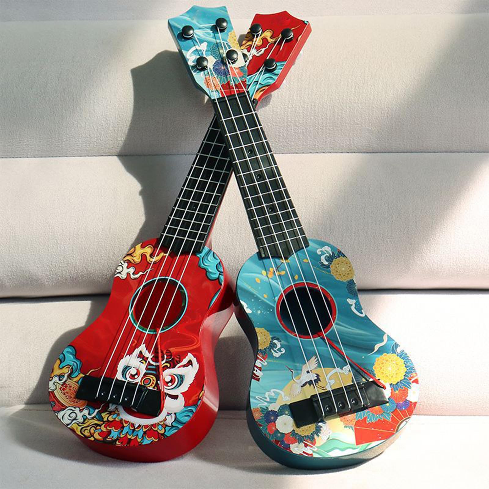 Guitare Enfant, Ukulele Enfants, Guitare Enfant 3-6 Ans, Jouet de Guitare et Piano, avec 4 Cordes Réglables,Mini Guitare pour Les Tout-Petits Débutants Garçons Filles Cadeau (Feihé 44cm)