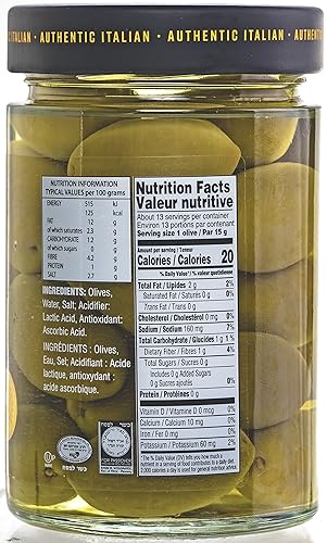 Miniatura 4 de Tuscanini Aceitunas gigantes cerignola italianas de primera calidad, 10.9 onzas, sabor suave y suave, importadas de Italia, Kosher