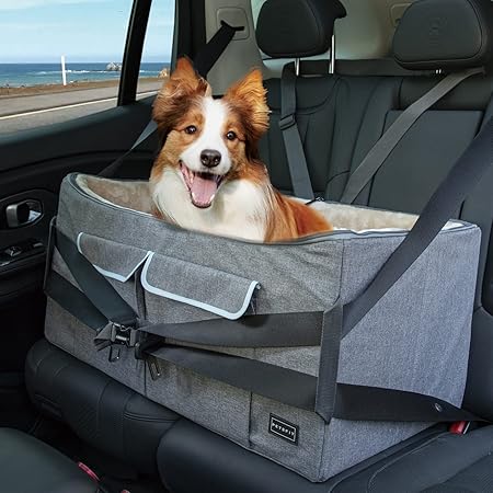 Amazon Petsfit 犬 車 座席大きいペット車 ブースターシート 展望車 座席中型犬最大45ポンド29 5 Lx16 Wx14 H バック 29 5 Lx16 Wx14 H グレーとブルー Petsfit カー用品 通販