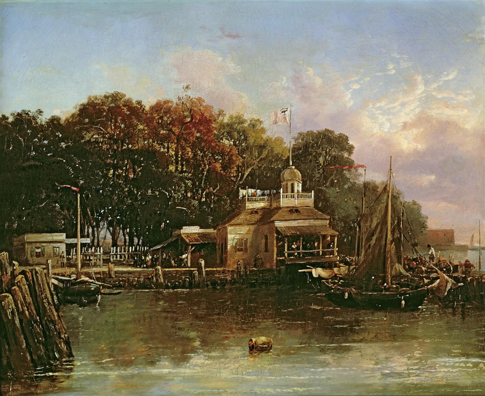 Serendipitp No Frame Retro Picture Poster Wall Art Pictures Painting The United States Barge Office By Regis Francis Gignoux Wall Art Canvas Print For Wall Decor 60X90cm