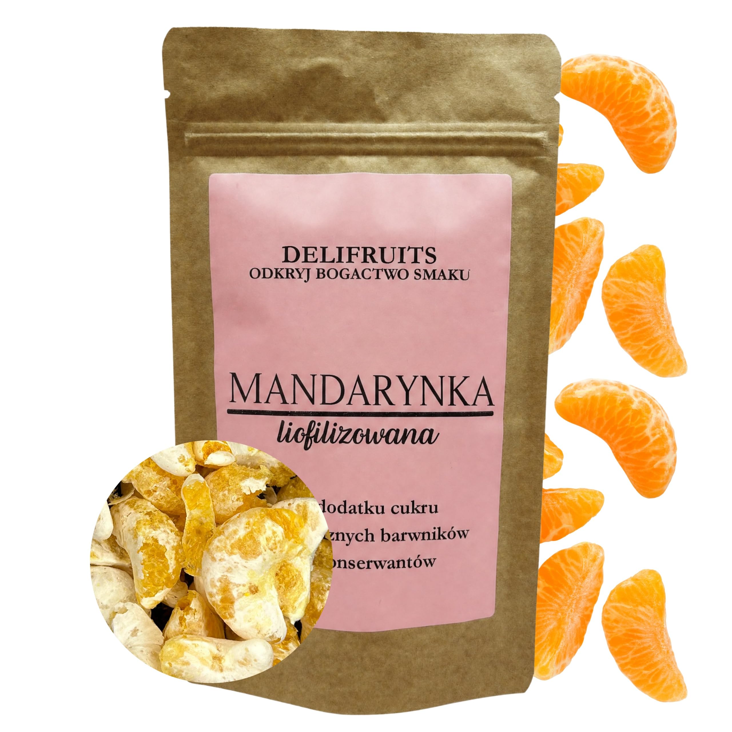 LIOFILIZADO MANDARINA 500G DELIFRUITS SEGMENTO SALUDABLE PARA BRILLADOS, FRUTOS LIOFILIZADOS SALUDABLES, SIN AZÚCRIS ADICIONADOS Y SIN CONSERVACIÓN, aperitivo para niños