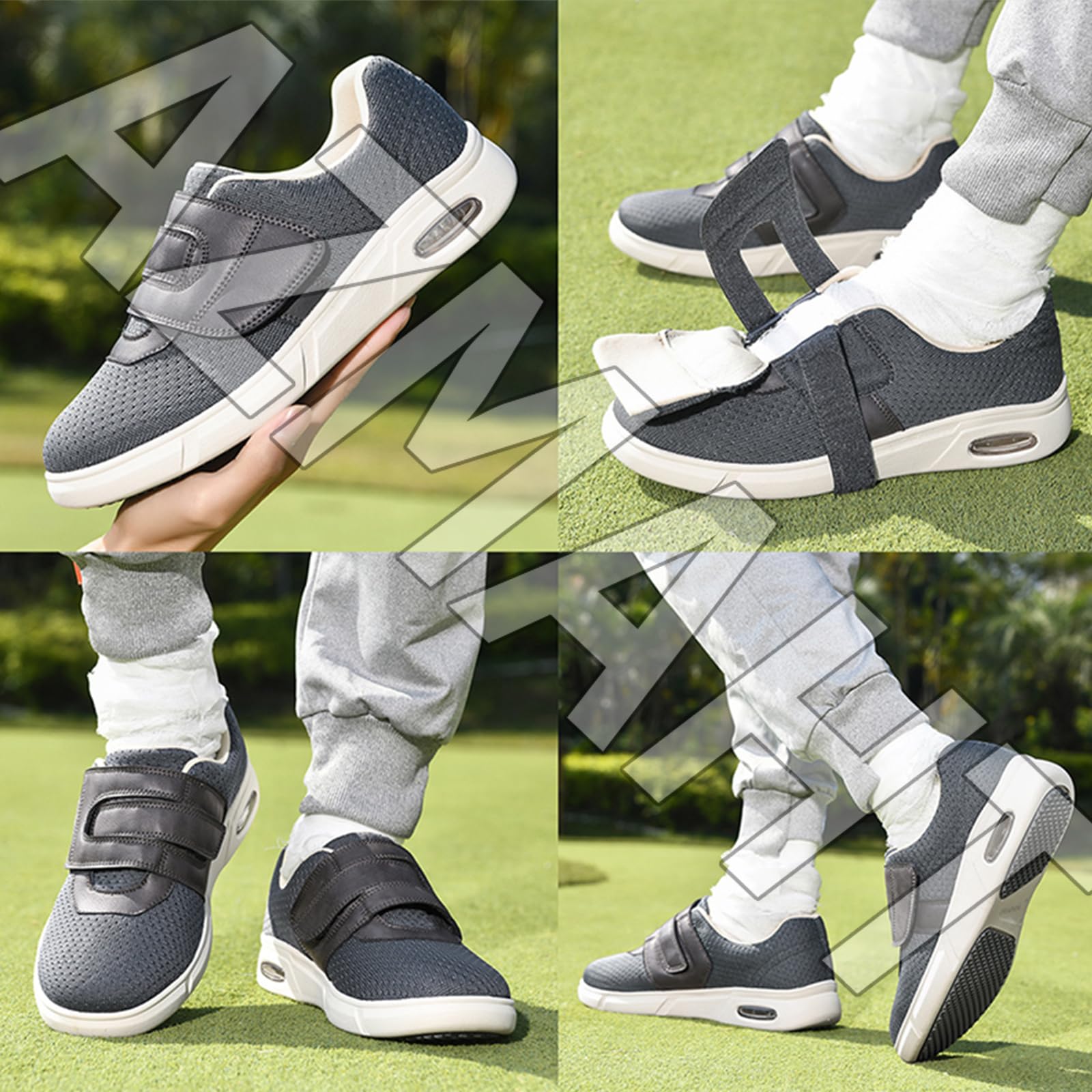 Zapatos para Obesos Pies Delicados OrtopéDicos Hombre Zapatillas Diabéticos Zapatos Caminar Suaves y Flexibles Hinchados,Gris,45 EU