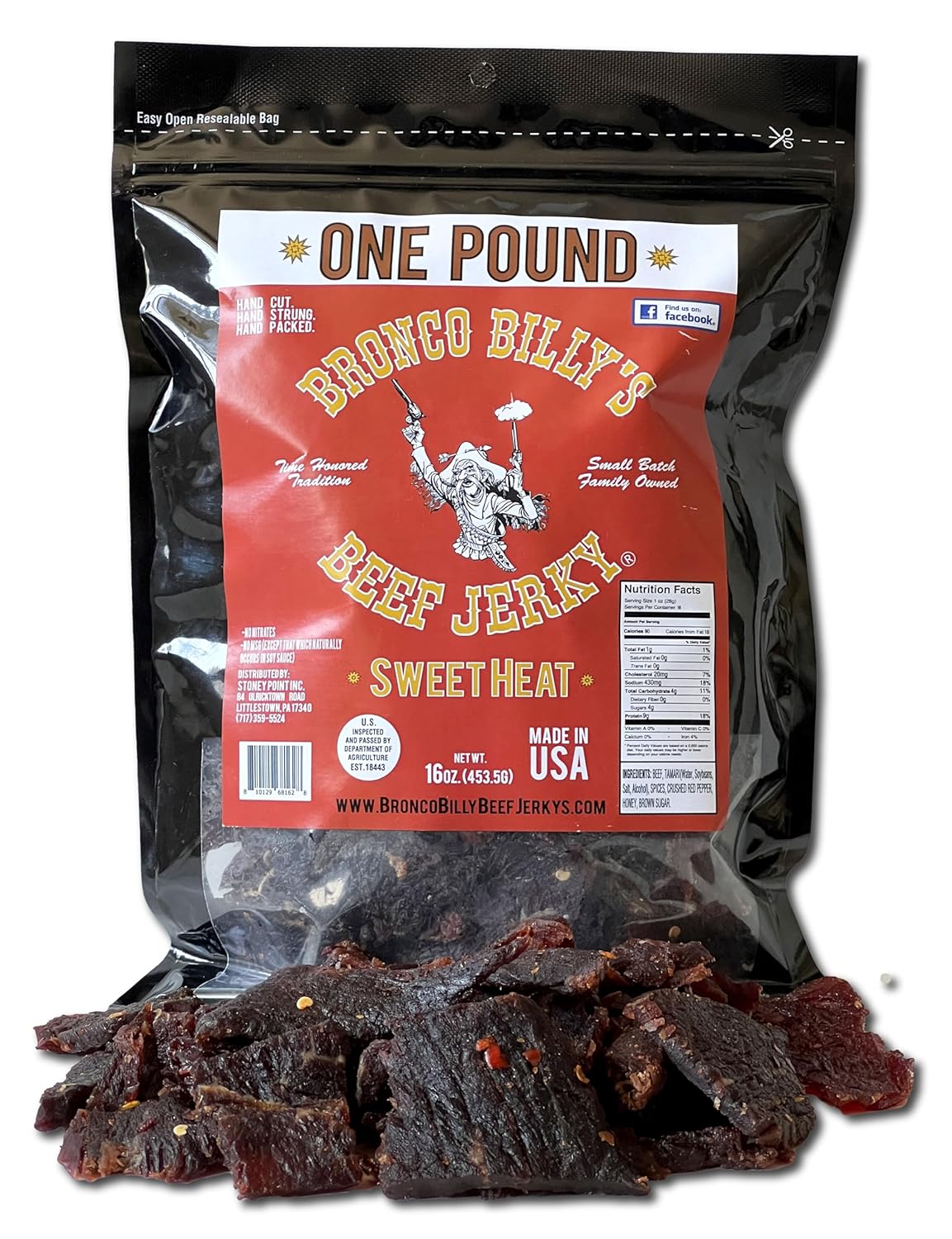Bronco Billy's Beef Jerky Bourbon Soaked Half Pound Resealable Bag