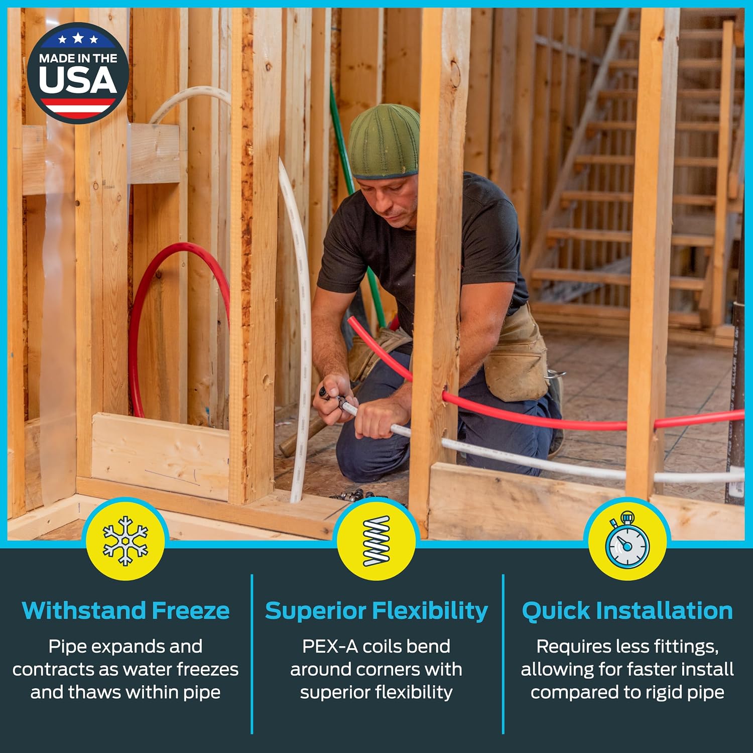 SharkBite 3/4 Inch x 100 Feet White PEX-A, Made in the USA, Flexible Water Pipe Tubing for Plumbing, UA70W100