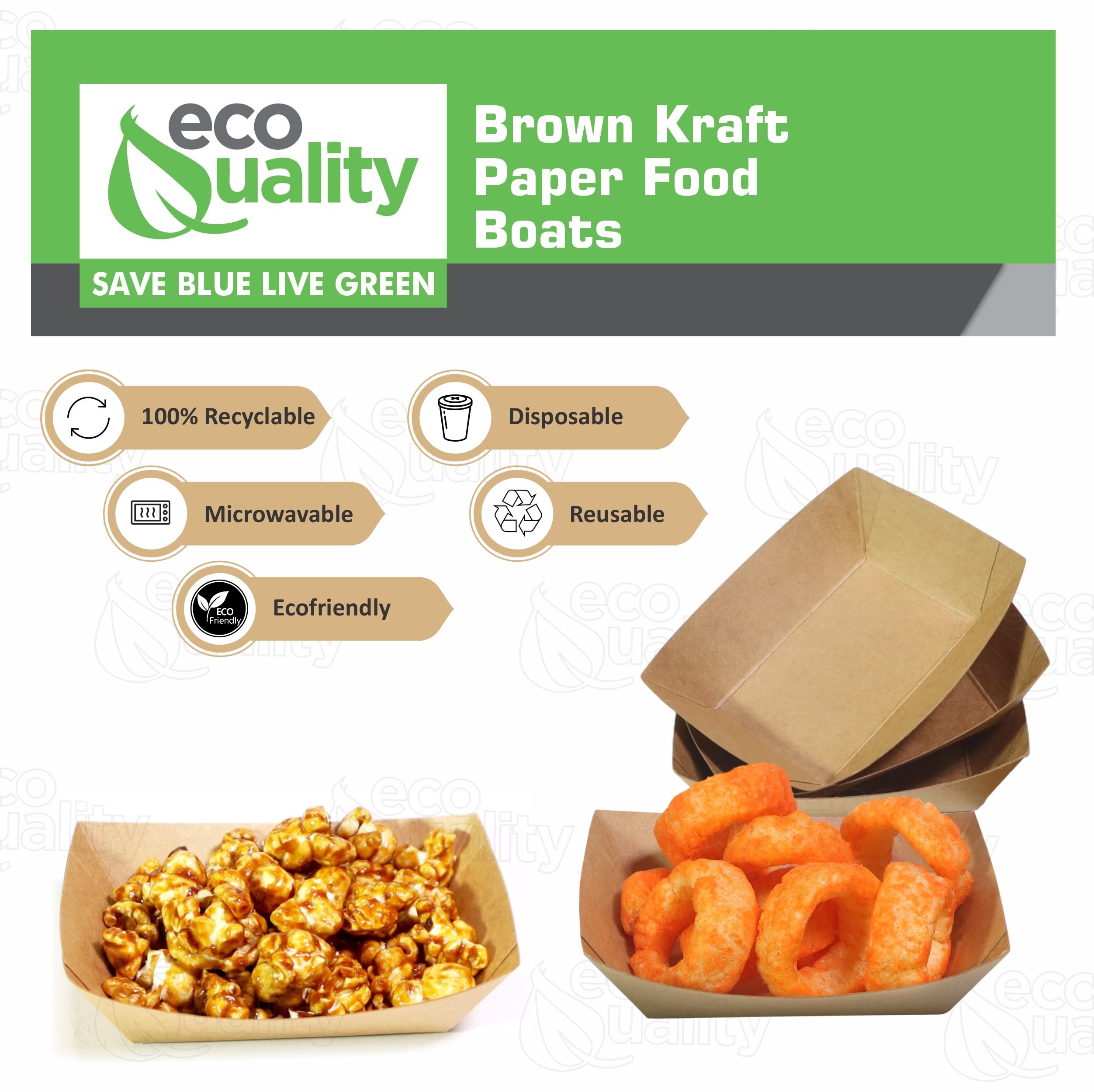 Small Disposable Kraft Paper Food Trays, 0.25 Lb Disposable Kraft Food Boats, Brown, Grease Resistant for Party Snacks, Hot Dogs, Tacos, Take Out, Food Trucks, Concession Stands, 4.1 x 2.5 Inch (50)