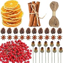 270Pcs Christmas Wreath Making Supplies, Cinnamon Sticks, Dried Orange Slices, Acorns for Crafts and Artificial Berries for Christmas Wreath Decoration, Natural Scent Diffuser