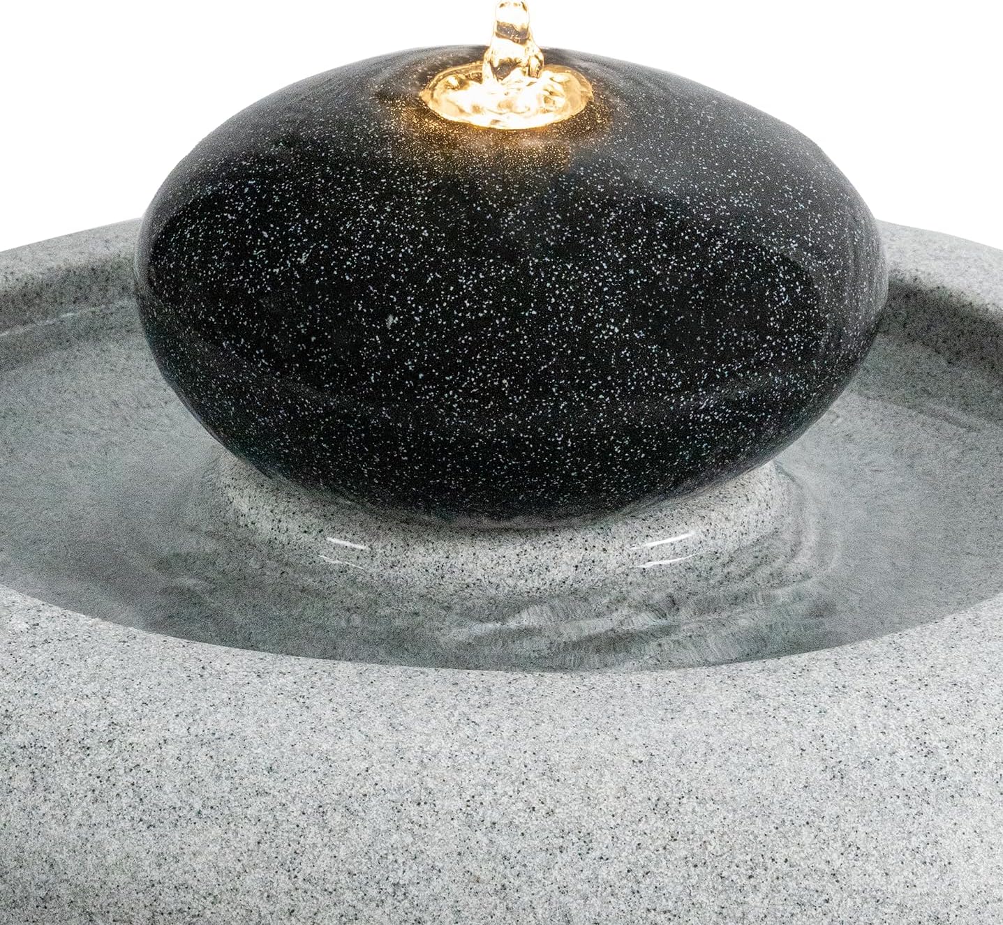 24.02" H Outdoor Water Fountain Made with Eco-Friendly Recyclable Materials, Polyethylene Rock Waterfall Outdoor Fountain, Garden Decor with LED Light & Pump for Patio, Backyard