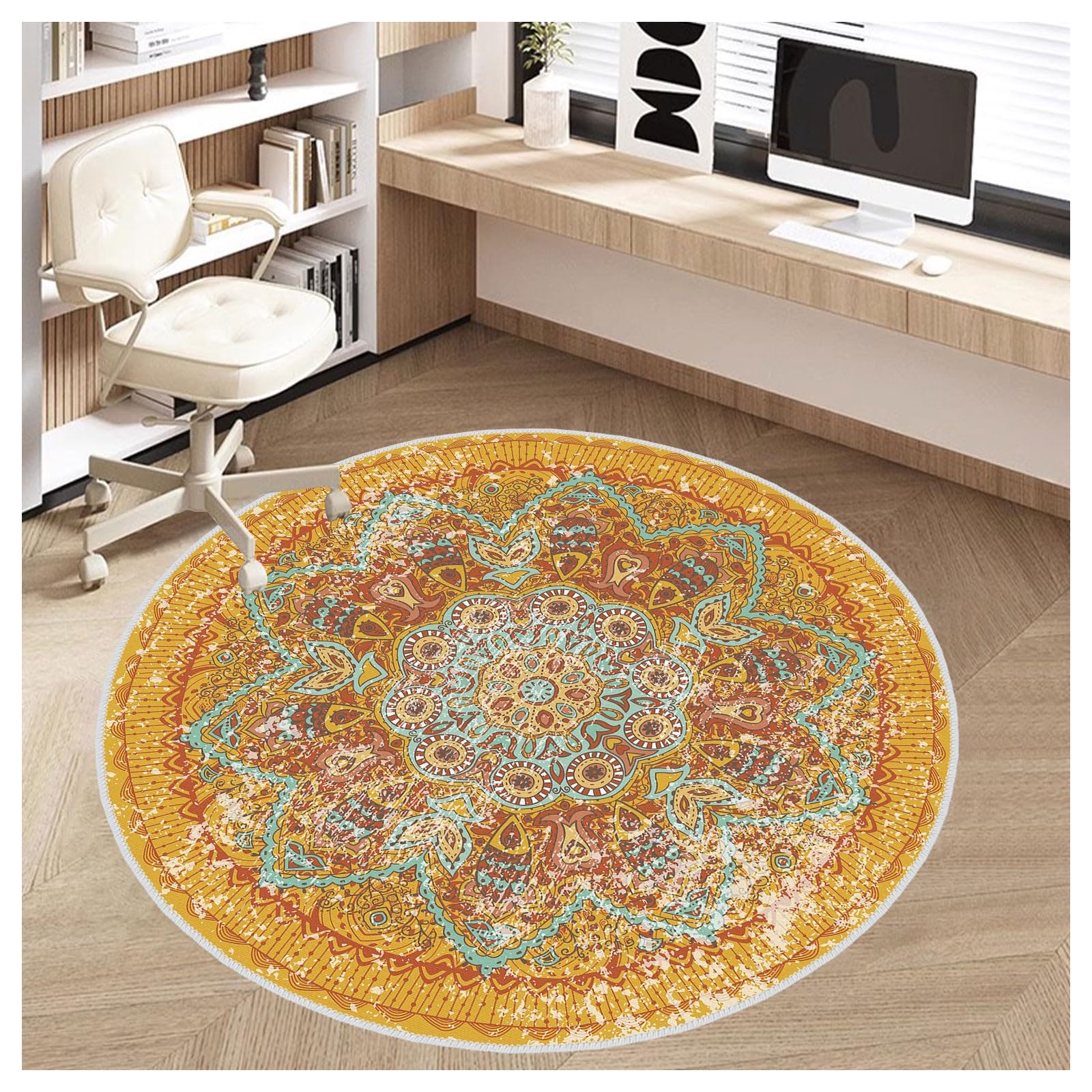 Round Desk Chair Rug Floor Chair Desk Chair Mat For Hardwood Floor, 4ft/48in Round Office ...