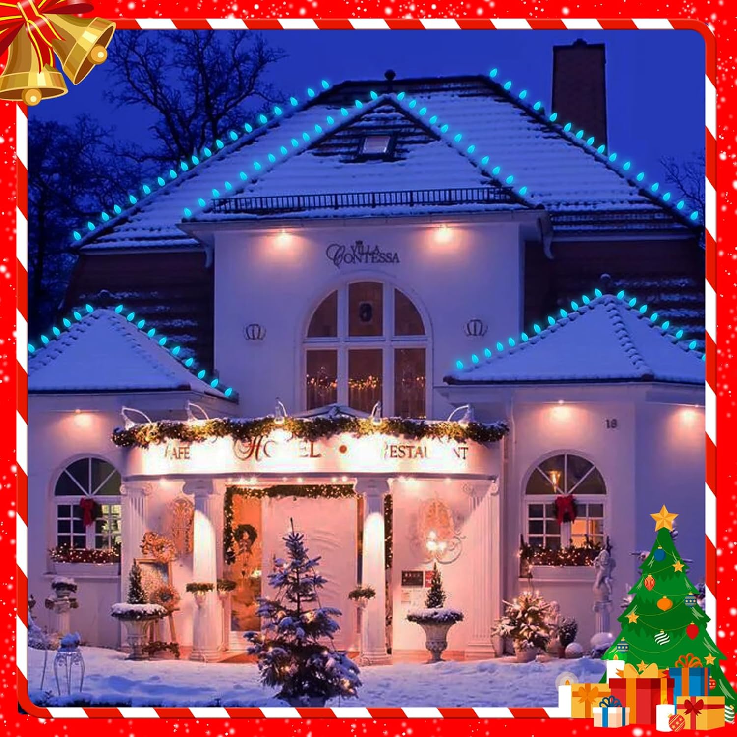 Christmas Replacement Light Bulbs, C7 Blue Ceramic Christmas Light for Xmas Holiday Festival Party Decoration Porch Home Lighting Chandelier, 5 Watt Night Light Bulbs, 25 Pack-E12 Candelabra Base