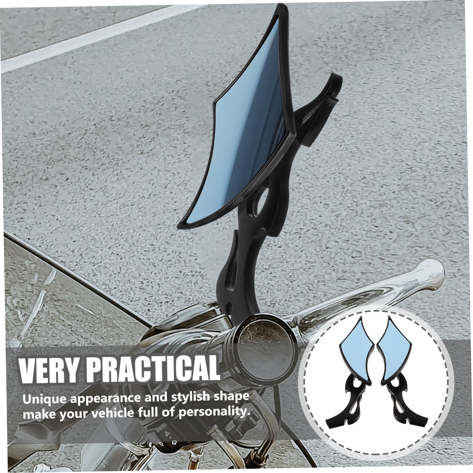 Rétroviseurs de Guidon Noir pour Moto et Vélo Électrique Lot de 2 Abs et Verre, Installation Facile Large Compatibilité