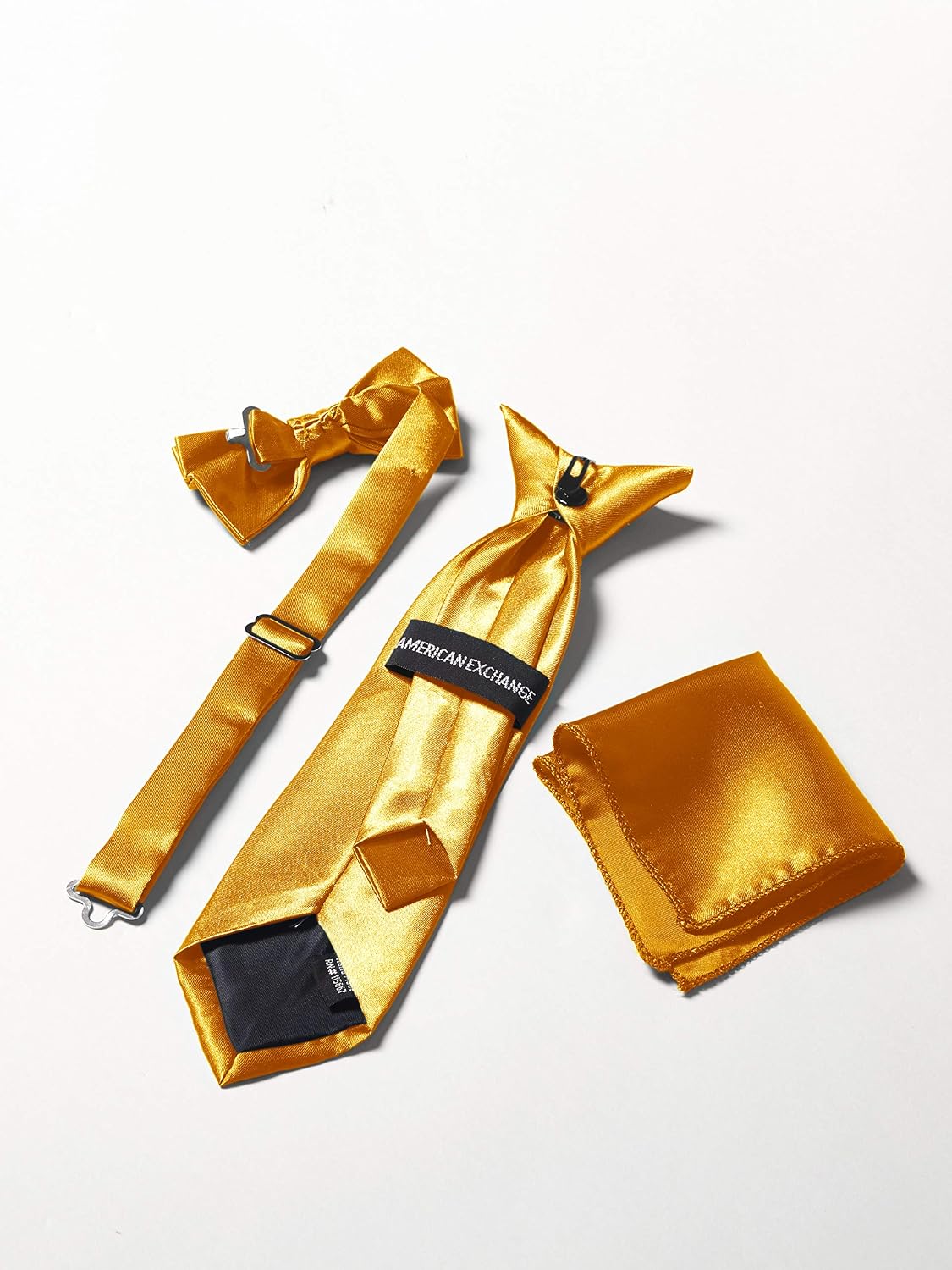 AXNY boys 4 Piece Formal Vest Set Combo With Tuxedo Vest, Tie, Bow Tie, and Handkerchief