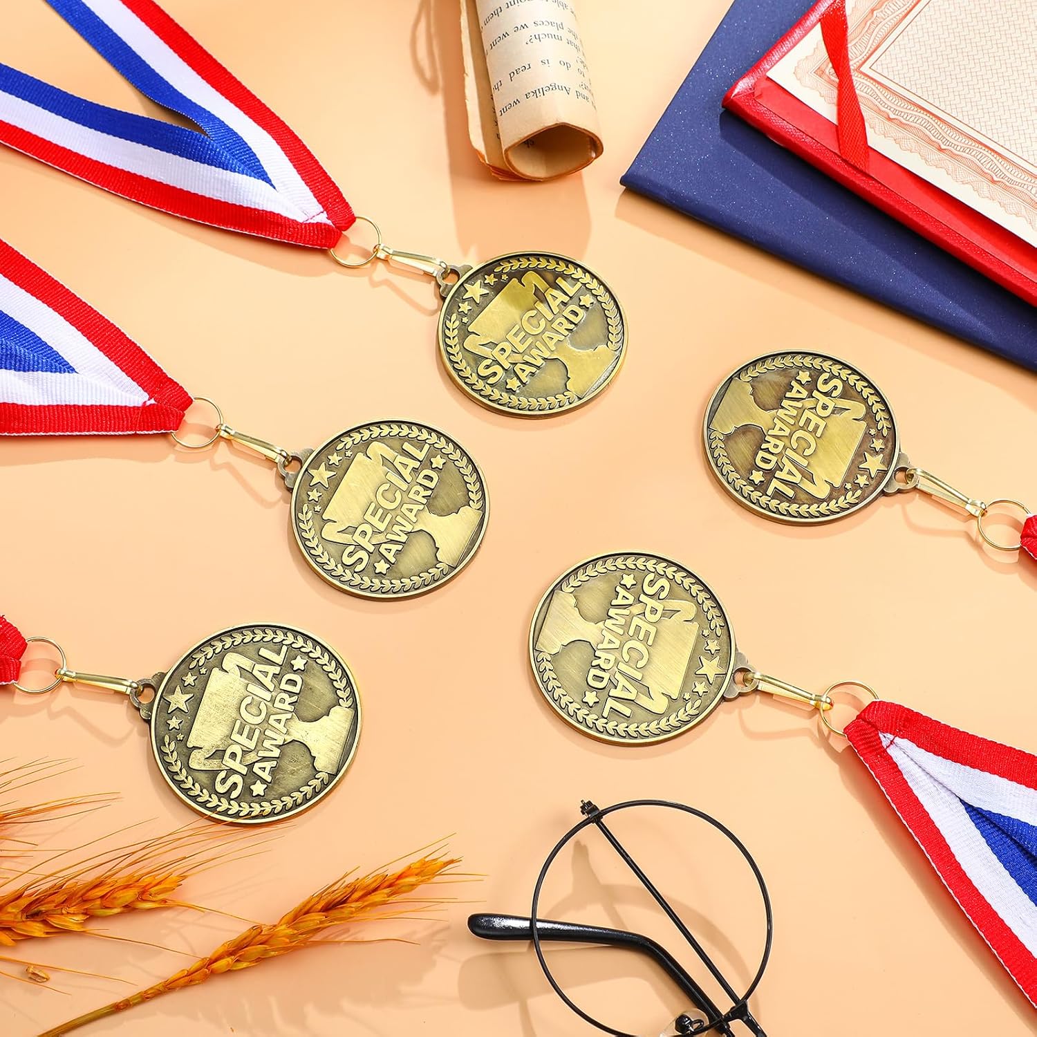Quelay 30 Pcs 2'' Award Medals Bulk Gold Winner Medals with Neck Ribbons Metal Trophy Award Prize Gift for Tournaments, Competitions, Party, Kids and Adults