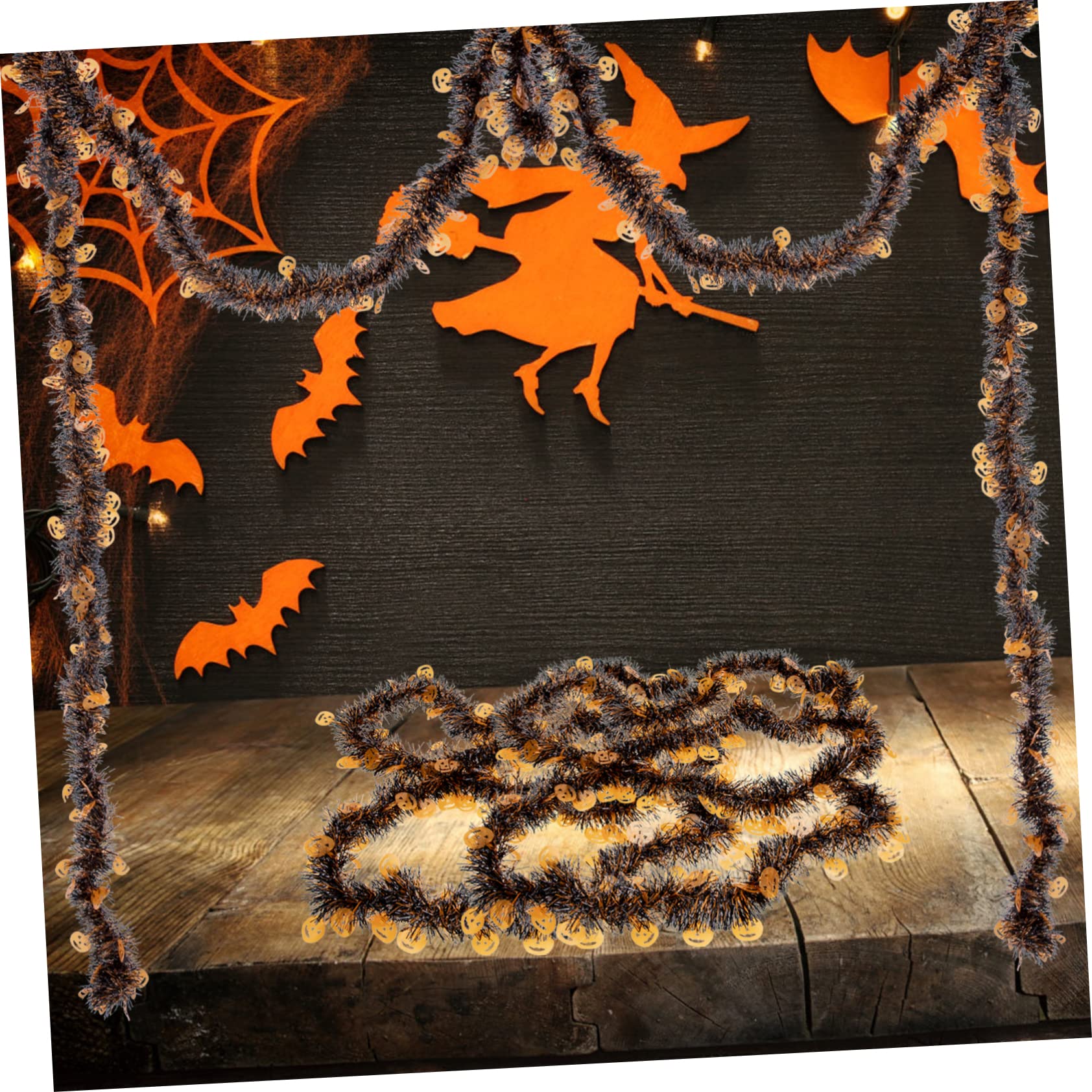 PRETYZOOM 15 STK Halloween-Dekorationen Schwarze Lametta-Girlande Halloween-Kranz Girlande Halloween wanddeko Halloween aussendeko metalldeko Halloween-Ornamente Halloween- -Schlafzimmer
